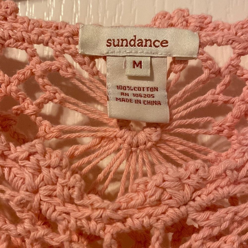 Sundance Pink Daisy Crochet Sweater Size Medium NWOT - Picture 2 of 6